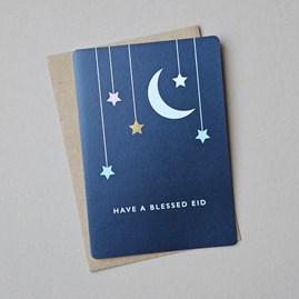 'Blessed Eid' Moon And Stars Greetings Card 'Blessed Eid' Moon And Stars Greetings Card