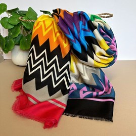 Gifts For Women Scarves And Accessories Multi Coloured Bold Zigzag Print Scarf