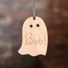 'Boo!' Hanging Wooden Halloween Ghost Decoration Wooden Handmade Halloween Hanging Decoration Keepsake Gifts