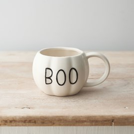 'BOO' White Ceramic Pumpkin Mug Halloween Gifts Home Decorations Ceramic Mug