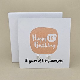 Boxed 16th Birthday Star Stud Earrings Card