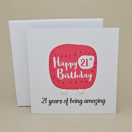 Boxed 21st Birthday Heart Stud Earrings Card Boxed 21st Birthday Heart Stud Earrings Card