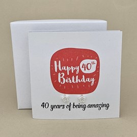 Boxed 40th Birthday Star Stud Earrings Card