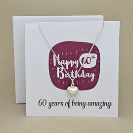 Boxed 60th Birthday Heart Necklace Card