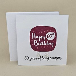 Boxed 60th Birthday Star Stud Earrings Card