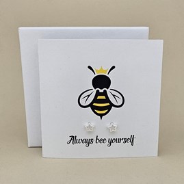 Boxed 'Bee Yourself' Star Stud Earrings Card