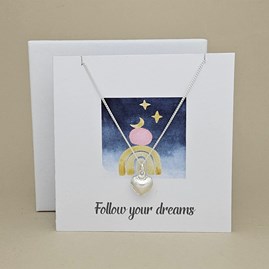 Boxed 'Follow Your Dreams' Heart Necklace Card