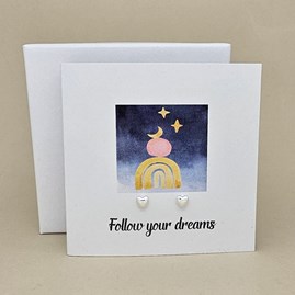 Boxed 'Follow Your Dreams' Heart Stud Earrings Card