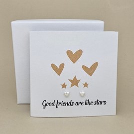 Boxed 'Good Friends' Heart Stud Earrings Card