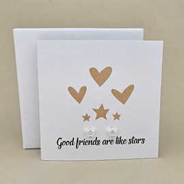 Boxed 'Good Friends' Star Stud Earrings Card