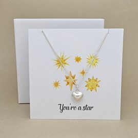 Boxed 'You're A Star' Heart Necklace Card