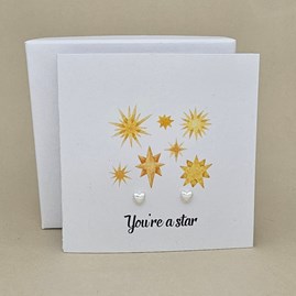 Boxed 'You're A Star' Heart Stud Earrings Card Boxed 'You're A Star' Heart Stud Earrings Card