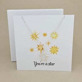 Boxed 'You're A Star' Star Necklace Card Sterling Silver Necklace Sterling Silver Jewellery Thank You Teacher Gifts