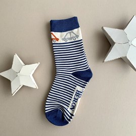 Boys Bamboo Cars & Stripes Socks in Navy 4-6 Years Boys Bamboo Cars & Stripes Socks in Navy 4-6 Years