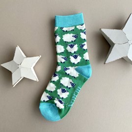Boys Bamboo Sheep Socks in Green 4-6 Years Boys Bamboo Sheep Socks in Green 4-6 Years