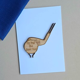 'By Par The Best Dad' Wooden Golf Token and Card Father's Day Cards Wooden Handmade Sentiment Token Cards Keepsake Gifts Birthday Cards Golf Lover