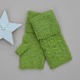 Cable Knit Fingerless Gloves in Moss Green Clothing Accessory Gifts Warm Wool Hats Cable Knit Pom Pom Hat Gifts For Women Gifts for Christmas