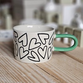 Caroline Gardner Mono Outline Hearts Mug Caroline Gardner Mono Outline Hearts Mug