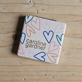 Caroline Gardner Multi Outline Hearts Square Pocket Mirror