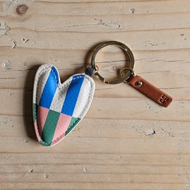 Caroline Gardner Multi Stripe Heart Keyring