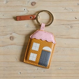 Caroline Gardner Tan and Pink House Keyring Caroline Gardner Tan and Pink House Keyring