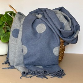 Gifts For Women Scarves And Accessories Cashmere Blend Dots Scarf in Denim Blue Super Soft