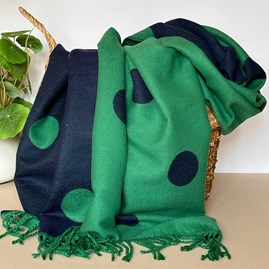 Cashmere Blend Dots Scarf in Green Gifts For Women Scarves And Accessories Cashmere Blend Dots Scarf in Green and Navy Super Soft