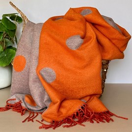 Cashmere Blend Dots Scarf in Orange Gifts For Women Scarves And Accessories Cashmere Blend Dots Scarf in Orange and Beige Super Soft