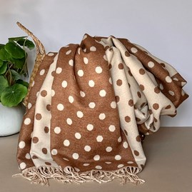 Cashmere Blend Spots Scarf in Beige Gifts For Women Scarves And Accessories Cashmere Blend Spots Scarf in Beige and Brown Super Soft