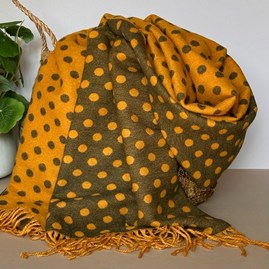 Cashmere Blend Spots Scarf in Mustard Yellow