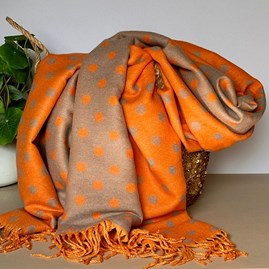 Cashmere Blend Spots Scarf in Orange