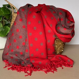 Gifts For Women Scarves And Accessories Cashmere Blend Spots Scarf in Red Super Soft