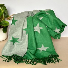 Gifts For Women Scarves And Accessories Cashmere Blend Star Scarf in Green and Grey Super Soft