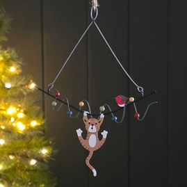 Festive Decorations Quirky Novelty Christmas Tree Decoration Metal Hanging Bauble Cat Decoration