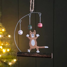 Festive Decorations Quirky Novelty Christmas Tree Decoration Metal Hanging Bauble Cat Decorations