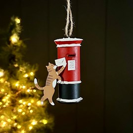 Cat Posting Christmas Card Hanging Christmas Decoration Christmas Decorations Festive Decorations Metal Hanging Cat Posting Letter In Postbox Shoeless Joe