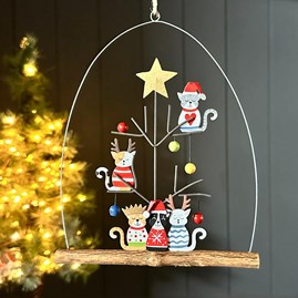 Festive Decorations Quirky Novelty Christmas Tree Decoration Metal Hanging Bauble Cat Decoration