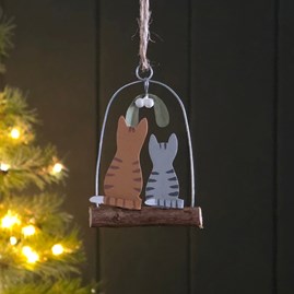 Festive Decorations Quirky Novelty Christmas Tree Decoration Metal Hanging Bauble Cat Decoration