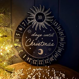 Celestial Christmas Countdown Plaque Xmas Novelty Wooden Christmas Reusable Countdown Advent Calendar Celestial Design