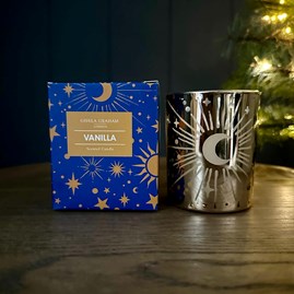 Celestial Vanilla Scented Boxed Small Candle Pot Gisela Graham Christmas Table Decorations Festive Gifts Glass Candles Home Fragrance Gifts