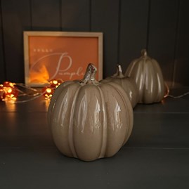 Ceramic Brown Round Pumpkin Decoration
