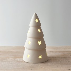Ceramic LED Medium Christmas Tree with Stars Decoration