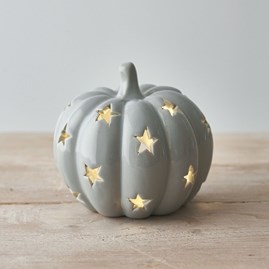 Ceramic Tea Light Holder Grey Pumpkin Ceramic Tea Light Holder Grey Pumpkin