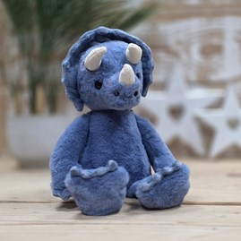 Charlie Bears Troy Triceratops Denim Blue Handmade Super Soft Cuddly Fluffy Toy Plush Unique Charlie Bears New Baby Gifts Dinosaur