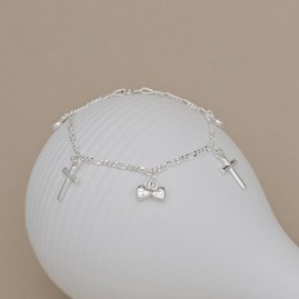 Children's First Holy Communion Cross And Heart Bracelet