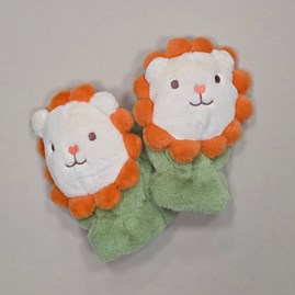 Children's Fluffy Cute Lion Mittens in Fern Green