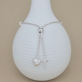 Children's Silver Baptism Bracelet Baptism jewellery baptism gifts for girls bracelet baptism gift sterling silver heart cross slider