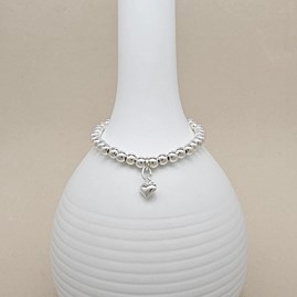 Children's Silver Heart Charm Beaded Bracelet Bridal Jewellery Bridesmaid Jewellery Wedding Jewellery Flower Girl Maid of Honour Jewellery