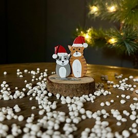 Christmas Cats and Fish Decoration Christmas Table Decorations Festive Metal Decoration Cats And Fish Shoeless Joe