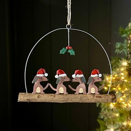 Christmas Decorations Festive Decorations Metal Hanging Dachsunds On A Twig Shoeless Joe